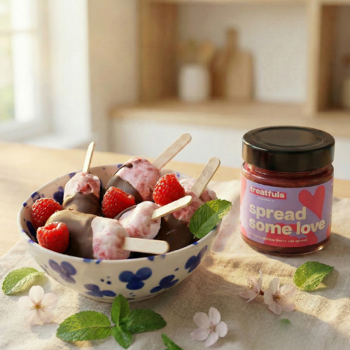Himbeer Frozen Yoghurt Bark mit Spread some love 🍓❄️