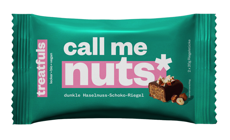1 x call me nuts (dunkle Haselnuss) Einzel Riegel