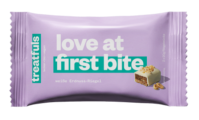 1 x love at first bite (weiße Erdnuss) Einzel Riegel