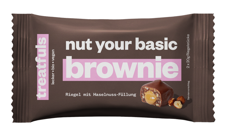 1 x nut your basic brownie (dunkler Brownie) Einzel Riegel
