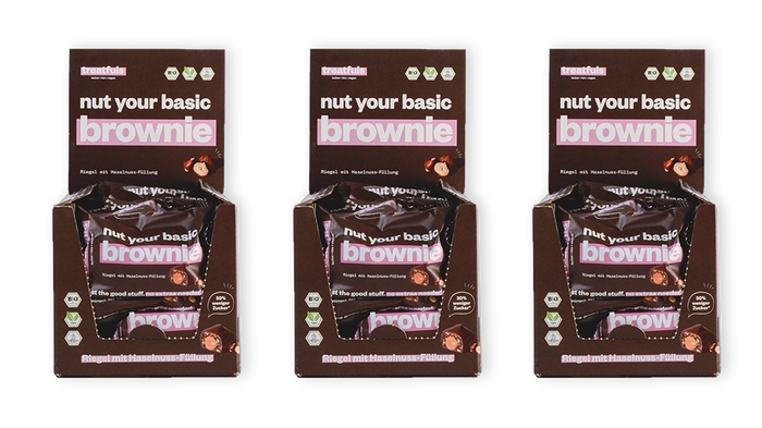 60x dunkle Brownie Riegel - nut your basic brownie