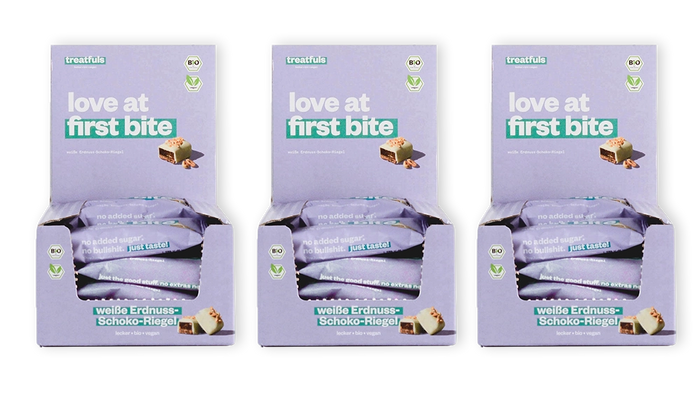 60x weiße Erdnuss Riegel - Love at first bite