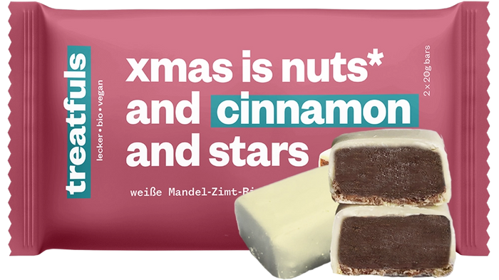 20 x weiße Schoko Zimt Weihnachtsriegel - bio - vegan