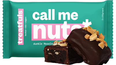 1 x call me nuts (dunkle Haselnuss) Einzel Riegel