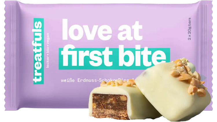1 x love at first bite (weiße Erdnuss) Einzel Riegel