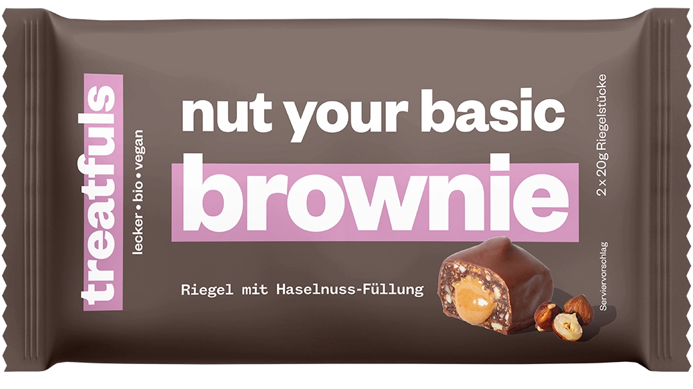 20 x dunkle Schoko Haselnuss-Brownie Riegel – bio + vegan